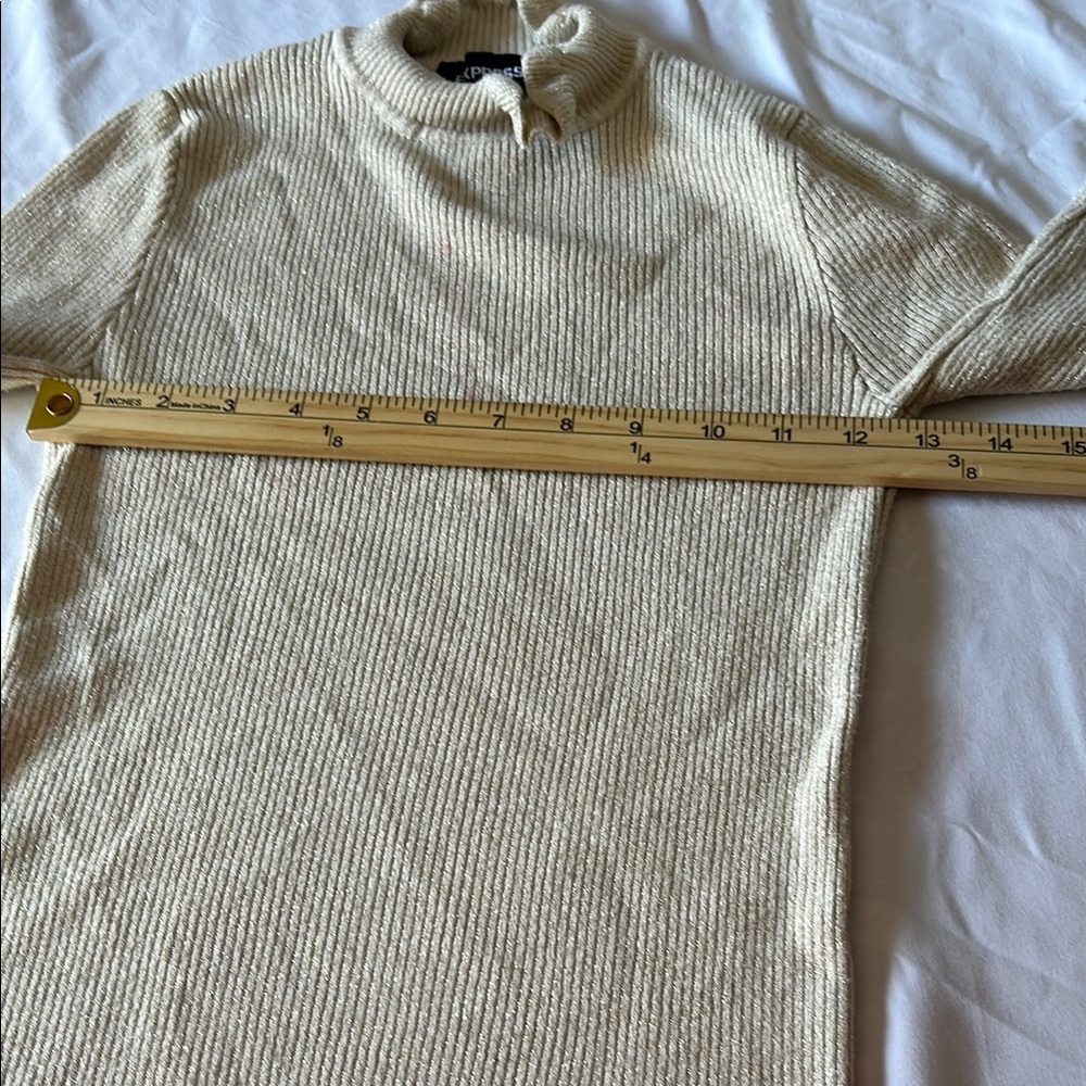 Express Gold and Cream Ribbed Sweater - Picture 3 of 6